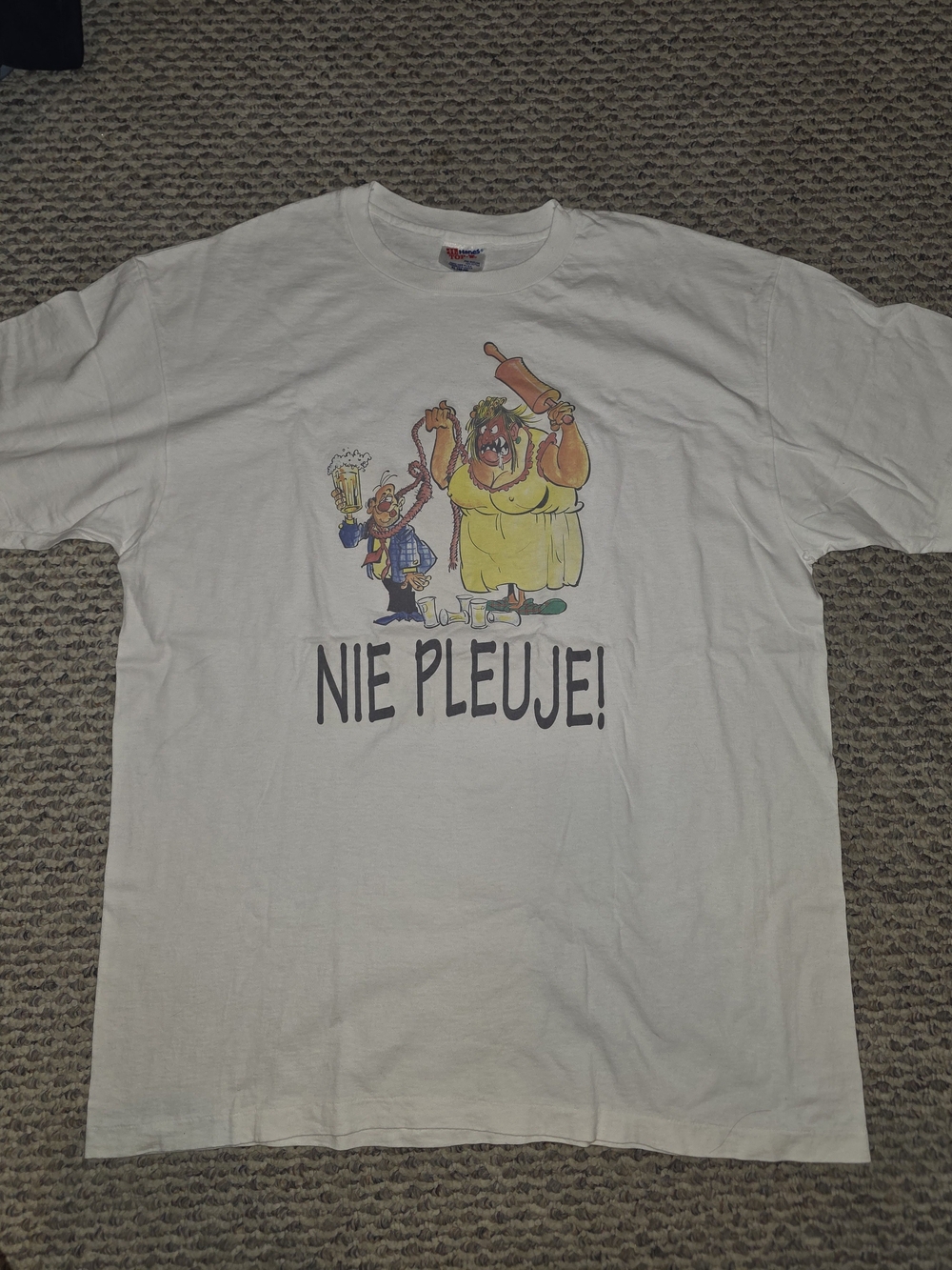 Vintage White Graphic Tee with Cartoon Print